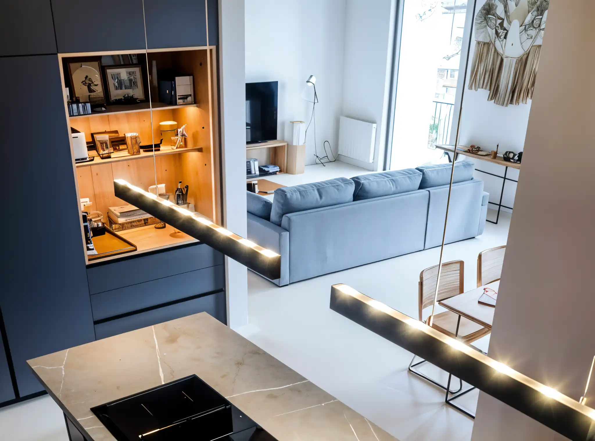 Cocina moderna abierta al salón